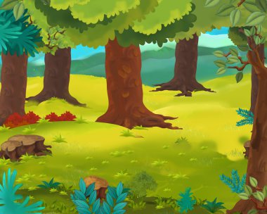Çizgi film orman illüstrasyon