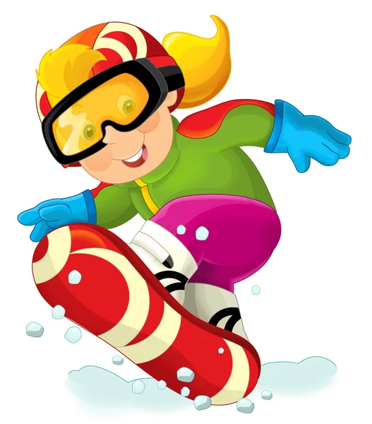 卡通滑雪板女孩 — 图库照片