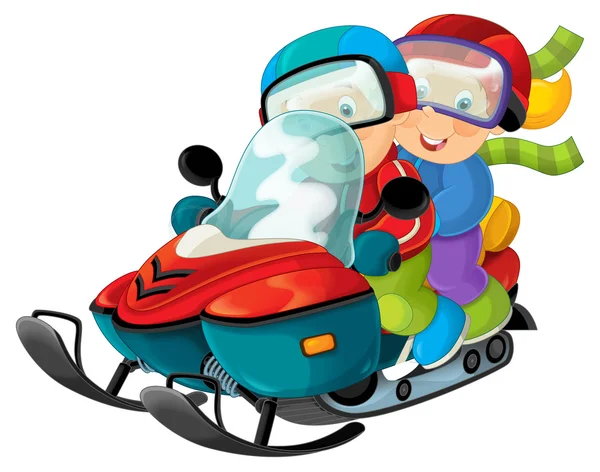 Cartoon scooter with boy and girl — Stock Photo, Image