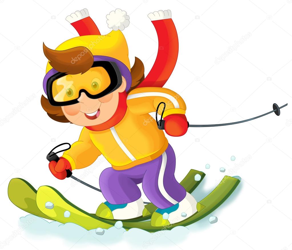 Cartoon ski girl Stock Photo by ©agaes8080 79873356