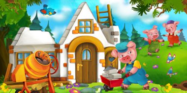 Çizgi film sahne - domuzlar