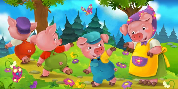 만화 장면-돼지 — 스톡 사진