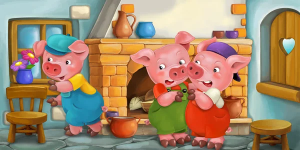 Cartoon scene - pigs — Stock Photo, Image