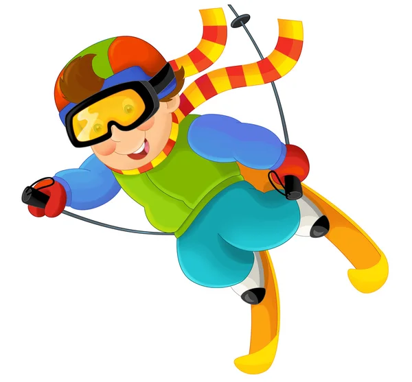 Garçon sur le ski avoir du plaisir — Photo