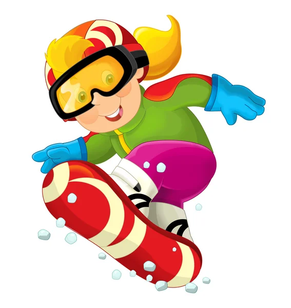 Cartoon snowboarder - girl — Stock Image Cartoon snowboarder - girl Stock Picture