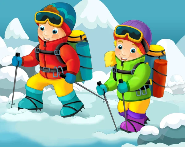 Zwei Cartoon-Alpinisten — Stockfoto
