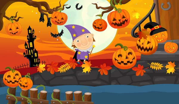 Cartoon halloween scene — Stock Photo, Image