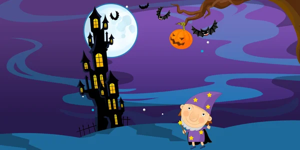 Cartoon halloween scene — Stock Photo, Image