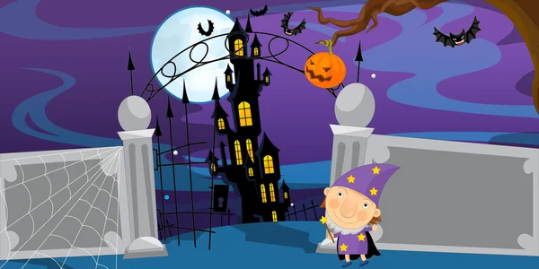 Cartoon-Halloween-Szene — Stockfoto