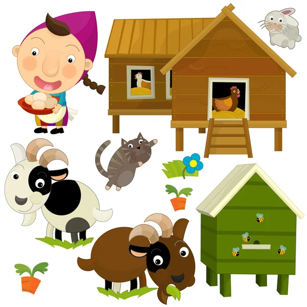 Cartoon farm set — Stock Photo, Image
