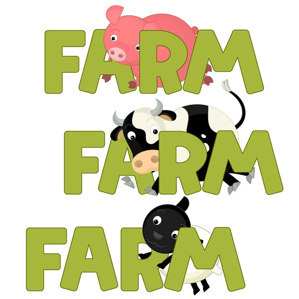 Cartoon Farm Set — Stockfoto