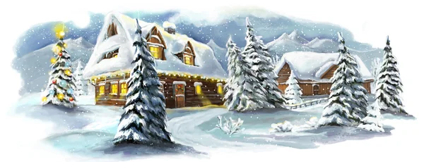 Vánoční pohádka vesnice — Stock fotografie