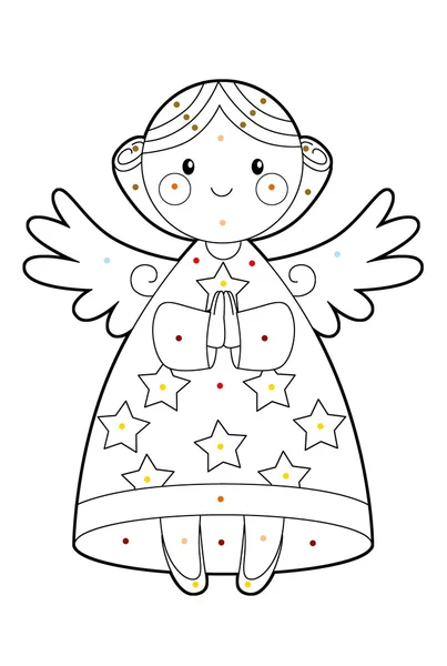 Coloring page - christmas angel — Stock Photo, Image