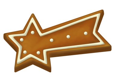 İzole karikatür gingerbread - kayan yıldız-