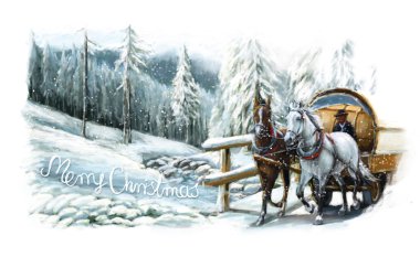 Noel kış mutlu sahne atları ile