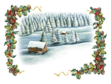 Noel kış mutlu sahne