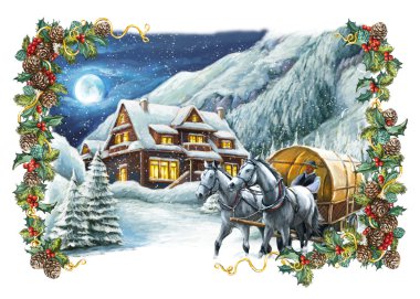 Noel kış mutlu sahne