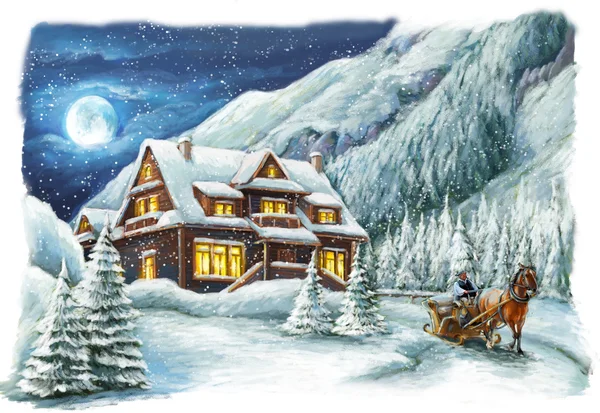 Kerstmis winter gelukkig scène — Stockfoto