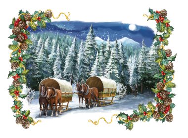 Atları ile boyalı sahne