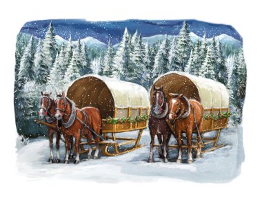 Atları ile boyalı sahne