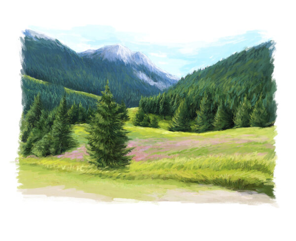 Happy summer scene - pastures in the mountains