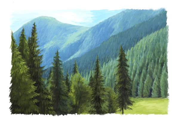 Szczęśliwe lata scena - pastwiska w górach — Zdjęcie stockowe