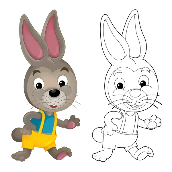 Cartoon bunny - isolated - coloring page — Stock Photo, Image