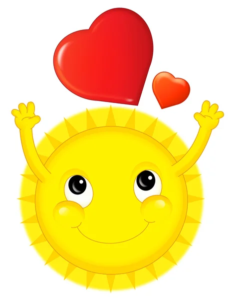 Cartoon sun on valentine - isolated — Stock Photo, Image