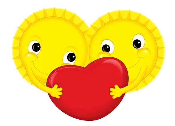 Cartoon sun on valentine - isolated — Stock Photo, Image