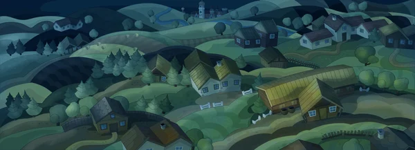 Мультфильм о старой деревне — стоковое фото
