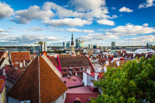 View of buildings in the Old Town of Tallinn, Estonia.