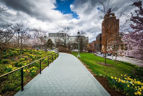 Giardini lungo una passerella della Pennsylvania State Capitol Comple — Foto Stock