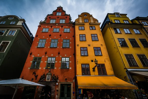 Buildings at Stortorget, in Galma Stan, Stockholm, Sweden. — Stock Photo, Image