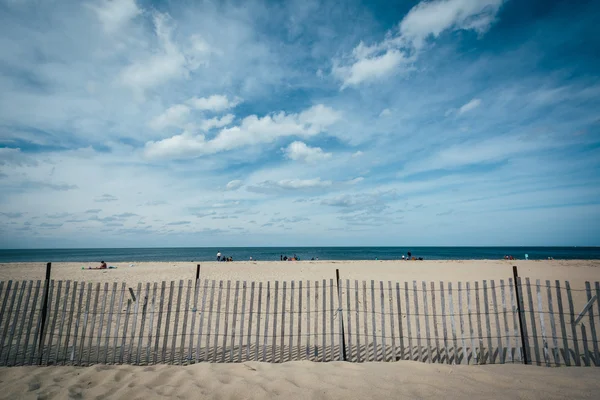 Zaun am Strand in Lewes, Delaware. — Stockfoto