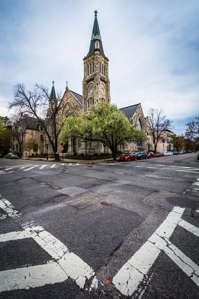 Korsningen och Brown Memorial Park Avenue Presbyterian Church, — Stockfoto