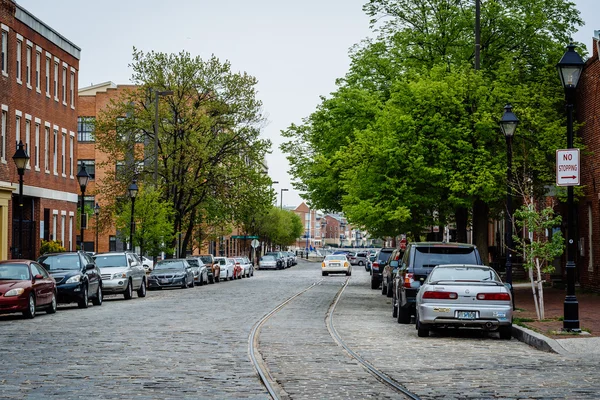 Brukowanej uliczce w Fells Point, Baltimore, Maryland. — Zdjęcie stockowe