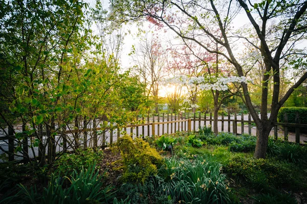 Recinzione e giardini a Cylburn Arboretum, a Baltimora, Maryland . — Foto Stock