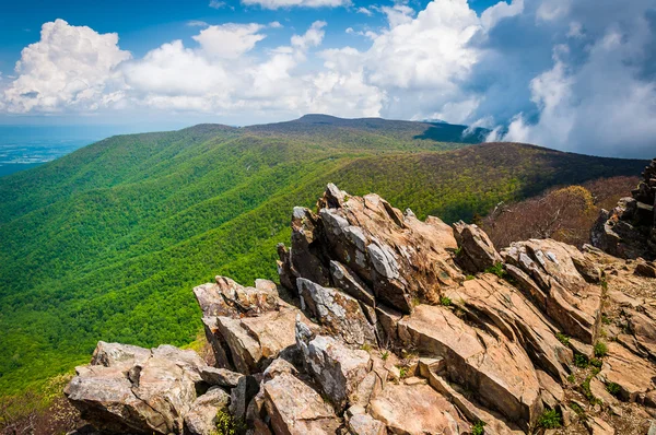 Brzy na jaře pohled na Blue Ridge Mountains od Hawksbill součtu — Stock fotografie