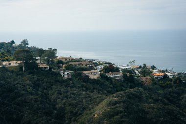 Bir hillside ve Pasifik Okyanusu Mount gelen evlerin görebilir