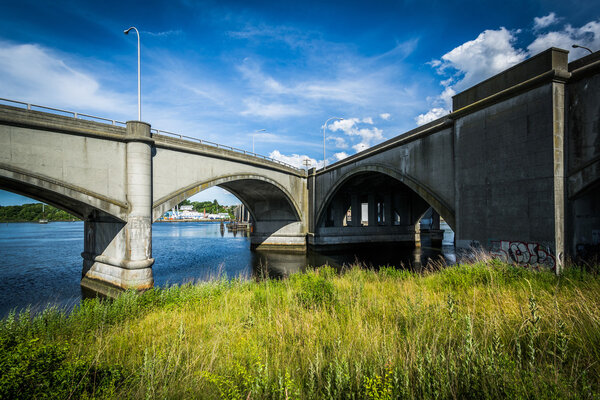 Bridges over the Seekonk River in Providence, Rhode Island.