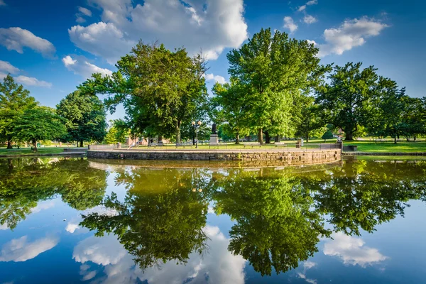 В Bushnell парку, в Хартфорд, штат Коннектикут, ставок лілії. — стокове фото