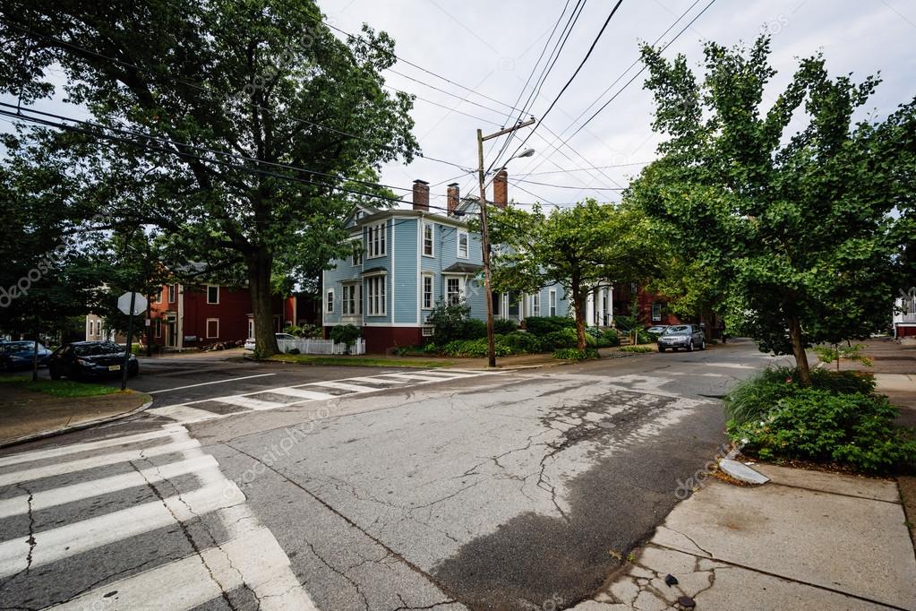 Intersection in the Fox Point neighborhood of Providence, Rhode Stock