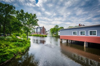 Cocheco nehir ve Çeşme merkezinde Dover binalar