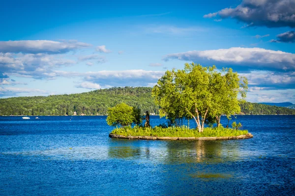 Liten ö i sjön Winnipesaukee i Merideth, New Hampshire. — Stockfoto
