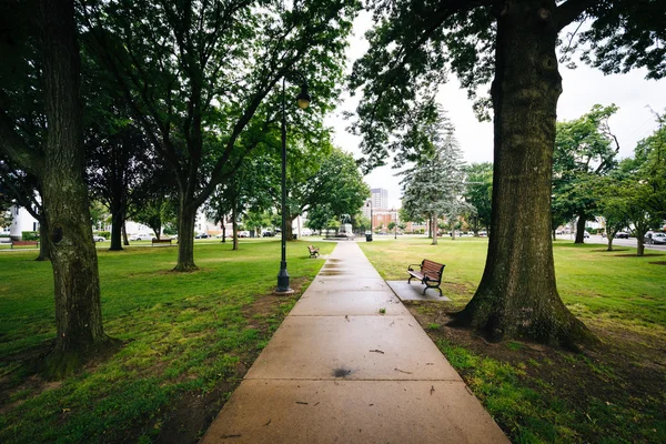 Chodnik w Pulaski Park, w Manchester, New Hampshire. — Zdjęcie stockowe