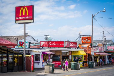 Şirketlerin Ocean Boulevard, Hampton Beach, New Hampshire üzerinde.
