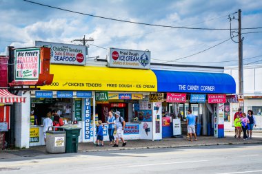 Şirketlerin Ocean Boulevard, Hampton Beach, New Hampshire üzerinde.