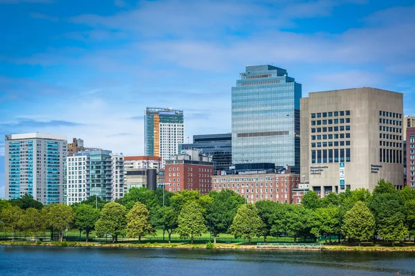 Charles River i budynki w dzielnicy West End, w Bostonie, masy — Zdjęcie stockowe