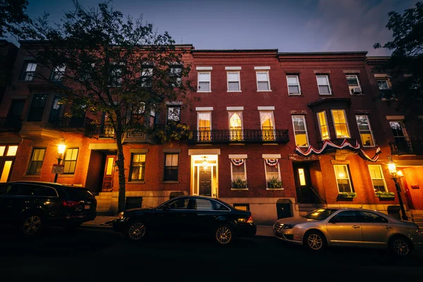 Casas em Monument Street, em Bunker Hill, Charlestown, Boston, M — Fotografia de Stock