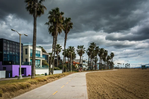 Ποδήλατο διαδρομή κατά μήκος της παραλίας στην παραλία της Βενετίας, Λος Άντζελες, Californ — Φωτογραφία Αρχείου